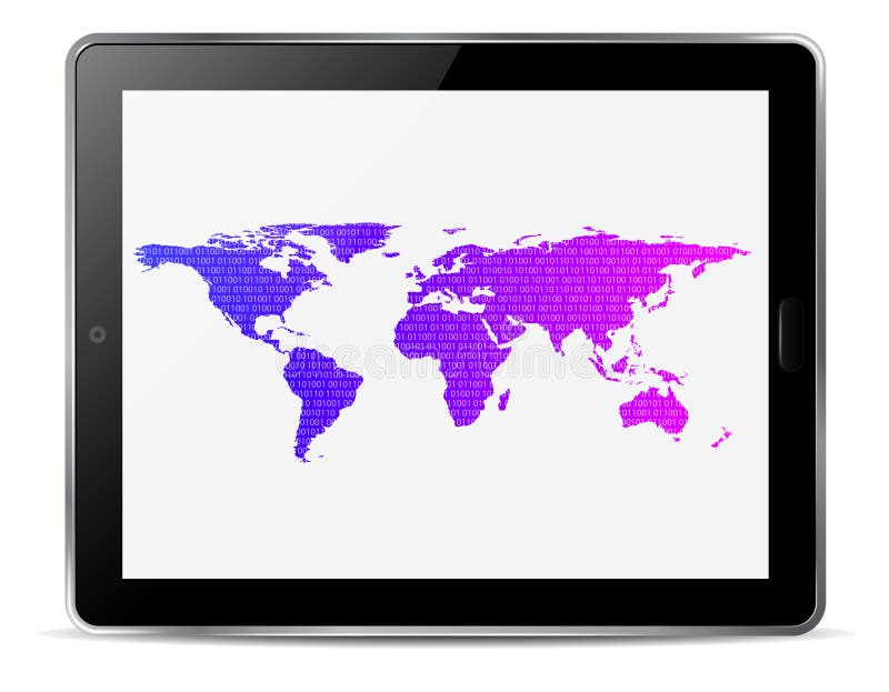 Computertablette mit Karte der Welt vektor abbildung Computertablette mit Karte der Welt vektor abbildung