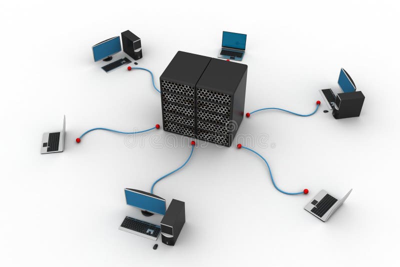 Computervoorzien van een netwerk vector illustratie Computervoorzien van een netwerk vector illustratie