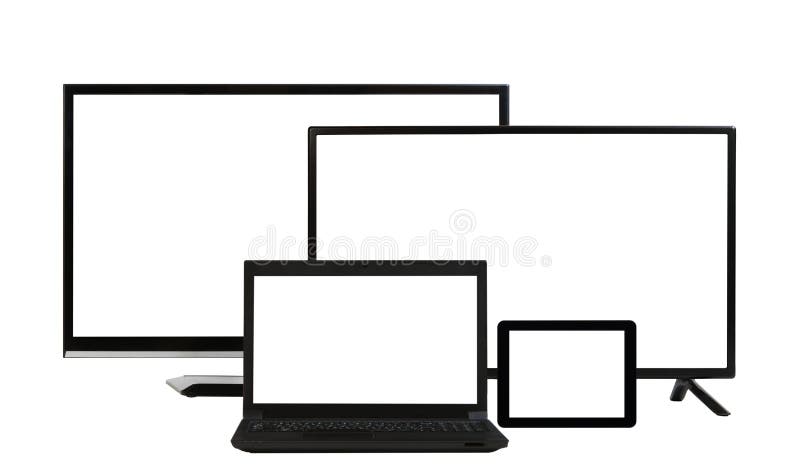 Computing concept - lots of different monitors isolated