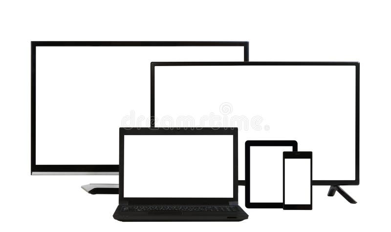 Computing concept - lots of different monitors isolated