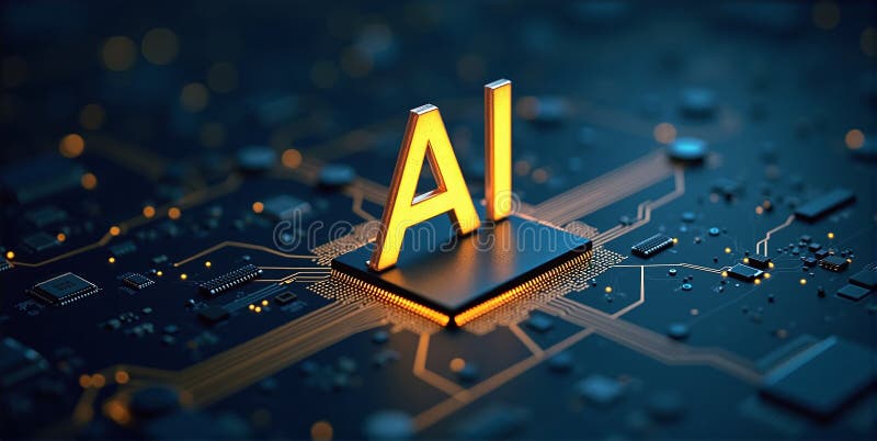Computing power through high-performance processors for calculation with artificial intelligence, efficiency of algorithms stock illustration