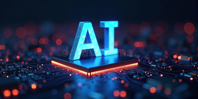 Computing power through high-performance processors for calculation with artificial intelligence, efficiency of algorithms stock illustration