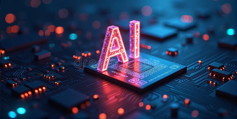 Computing power through high-performance processors for calculation with artificial intelligence, efficiency of algorithms stock illustration