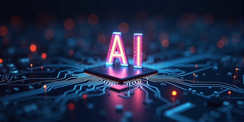 Computing power through high-performance processors for calculation with artificial intelligence, efficiency of algorithms royalty free illustration