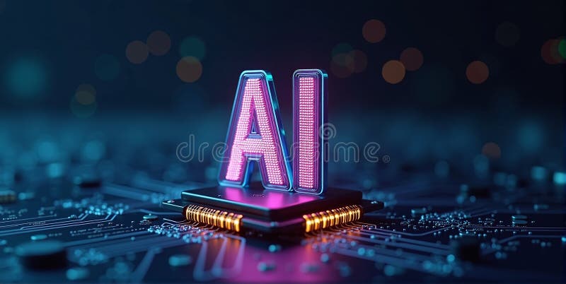 Computing power through high-performance processors for calculation with artificial intelligence, efficiency of algorithms royalty free illustration