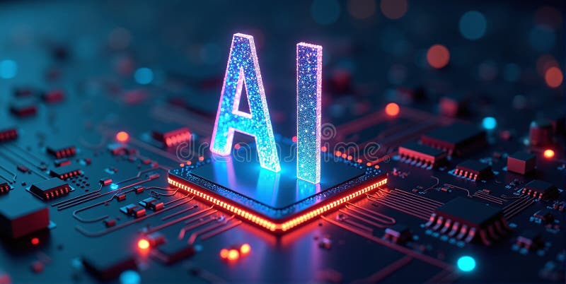 Computing power through high-performance processors for calculation with artificial intelligence, efficiency of algorithms royalty free illustration