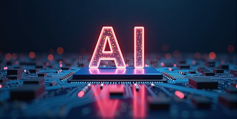 Computing power through high-performance processors for calculation with artificial intelligence, efficiency of algorithms royalty free illustration