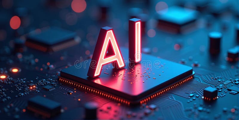 Computing power through high-performance processors for calculation with artificial intelligence, efficiency of algorithms stock illustration