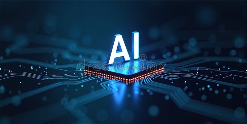 Computing power through high-performance processors for calculation with artificial intelligence, efficiency of algorithms royalty free illustration