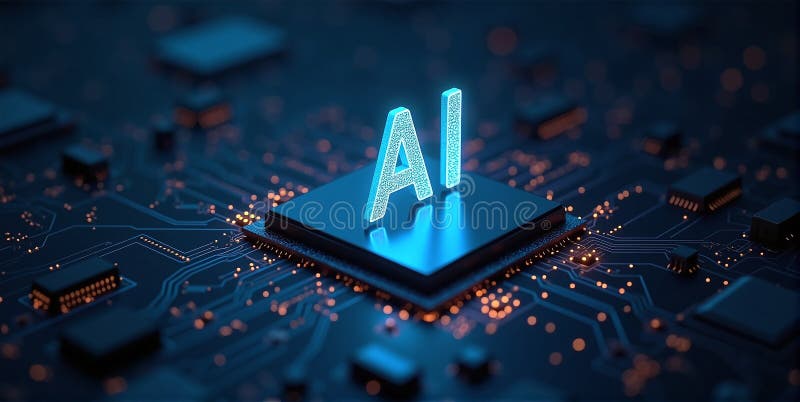 Computing power through high-performance processors for calculation with artificial intelligence, efficiency of algorithms royalty free illustration