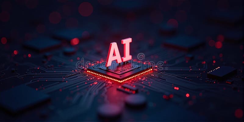 Computing power through high-performance processors for calculation with artificial intelligence, efficiency of algorithms stock illustration