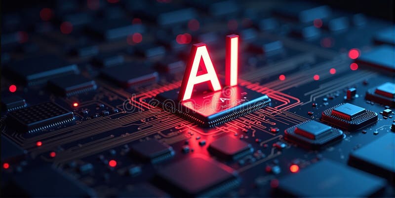 Computing power through high-performance processors for calculation with artificial intelligence, efficiency of algorithms stock illustration