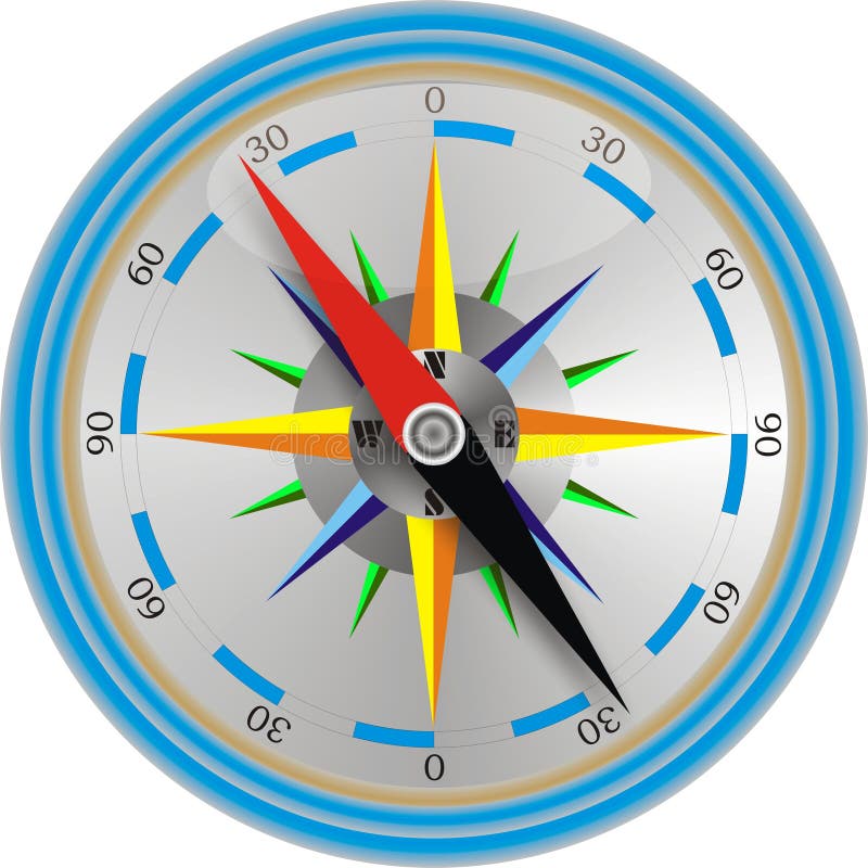 Very detailed colorful modern compass. Very detailed colorful modern compass