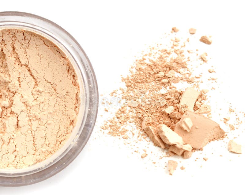 Compõe o fim cosmético fraco do pó acima foto de stock Compõe o fim cosmético fraco do pó acima foto de stock