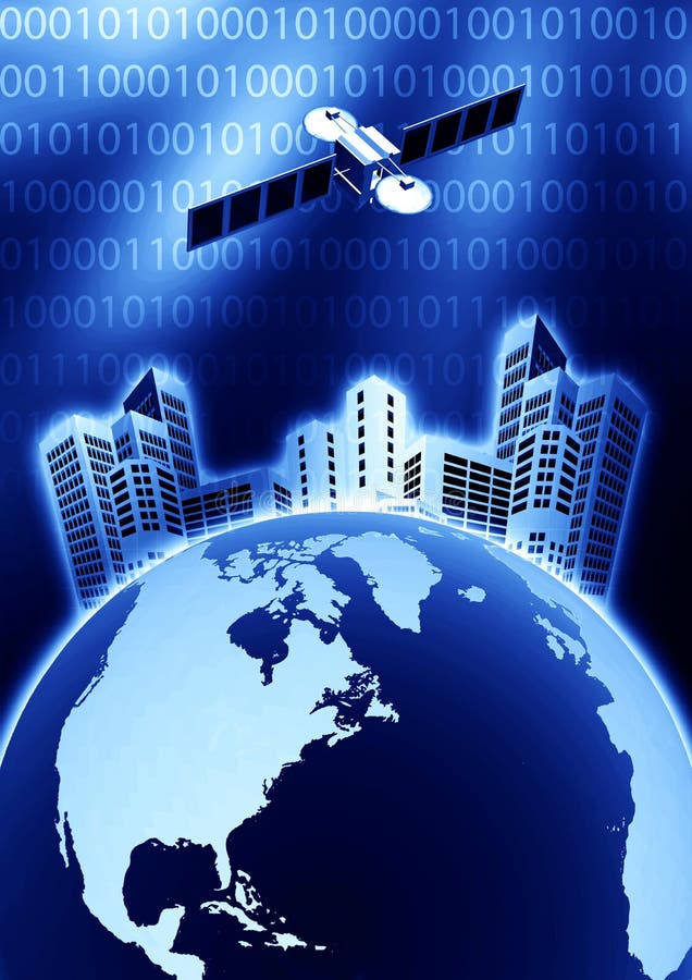 Comunicación basada en los satélites ilustración del vector Comunicación basada en los satélites ilustración del vector