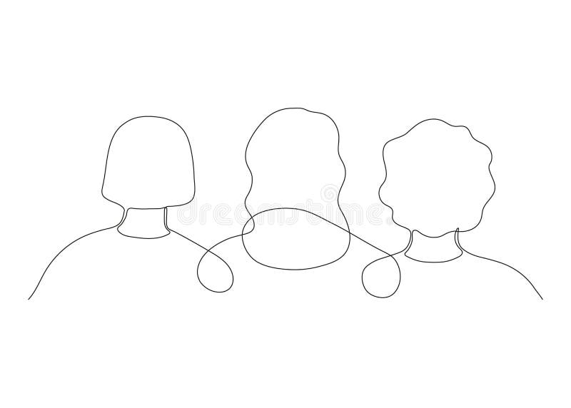 Comunitatea de femei îmbrățișează și sprijină împreună, pentru a vedea desenul continuu al unei linii de artă. prietenii din frăți royalty free illustration