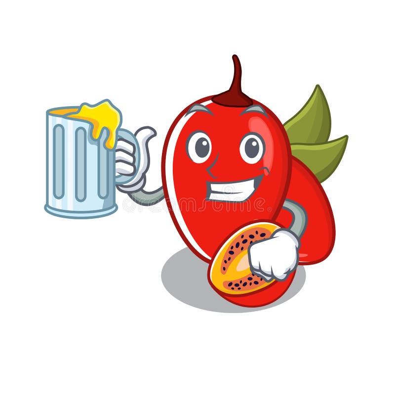 Con jugo tamarillo betaceum aislado en la caricatura ilustración del vector