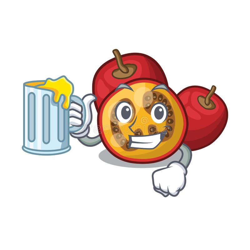 Con la fruta del tamarillo del jugo en la cesta del carácter. Con la fruta del tamarillo del jugo en el ejemplo del vector de la cesta del carácter
