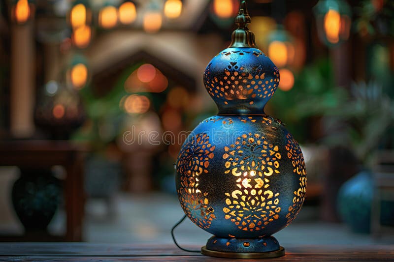 Con una splendida serata a Ramadan su questa lampada alta qualità risoluzione royalty illustrazione gratis
