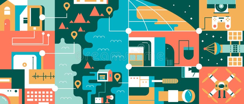 Conceito abstrato de uma comunicação global da tecnologia ilustração do vetor Conceito abstrato de uma comunicação global da tecnologia ilustração do vetor