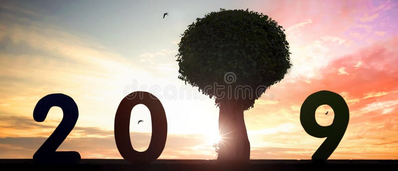 Conceito ambiental novo: esperança nova em 2019 foto de stock royalty free Conceito ambiental novo: esperança nova em 2019 foto de stock royalty free