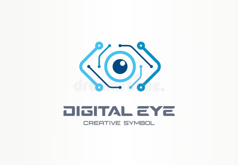 Conceito criativo do símbolo do olho de Digitas Visão do Cyber, logotipo do negócio do sumário da placa de circuito Controle da c ilustração royalty free Conceito criativo do símbolo do olho de Digitas Visão do Cyber, logotipo do negócio do sumário da placa de circuito Controle da c ilustração royalty free