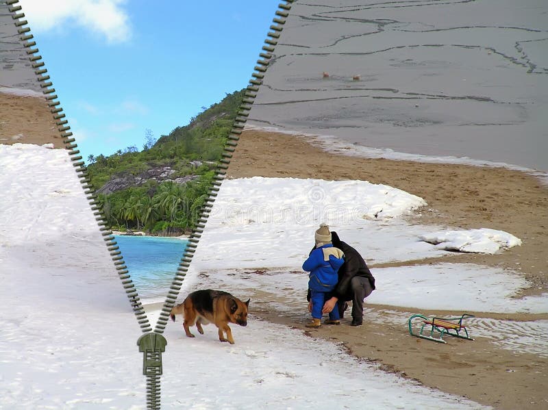 Conceito – viagem do inverno para o verão foto de stock royalty free