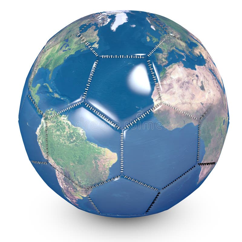 Concept of soccer ball with a printed world that shows nations. Concept of soccer ball with a printed world that shows nations.