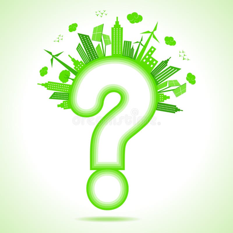 Conceito da ecologia com ponto de interrogação - natureza das economias ilustração do vetor Conceito da ecologia com ponto de interrogação - natureza das economias ilustração do vetor