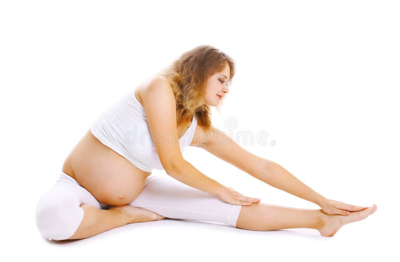 Conceito da gravidez, da maternidade, da aptidão e da ioga - mulher gravida imagens de stock royalty free Conceito da gravidez, da maternidade, da aptidão e da ioga - mulher gravida imagens de stock royalty free