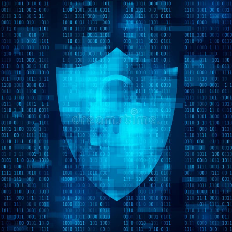 Conceito de informação de encriptação. Sistema de segurança na Internet. Proteção de dados. Fundo vetorial ilustração royalty free