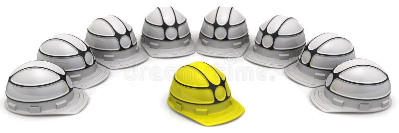 Conceito da liderança com capacetes da construção ilustração do vetor Conceito da liderança com capacetes da construção ilustração do vetor