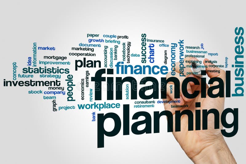 Conceito da nuvem da palavra do planeamento financeiro no fundo cinzento imagem de stock royalty free Conceito da nuvem da palavra do planeamento financeiro no fundo cinzento imagem de stock royalty free