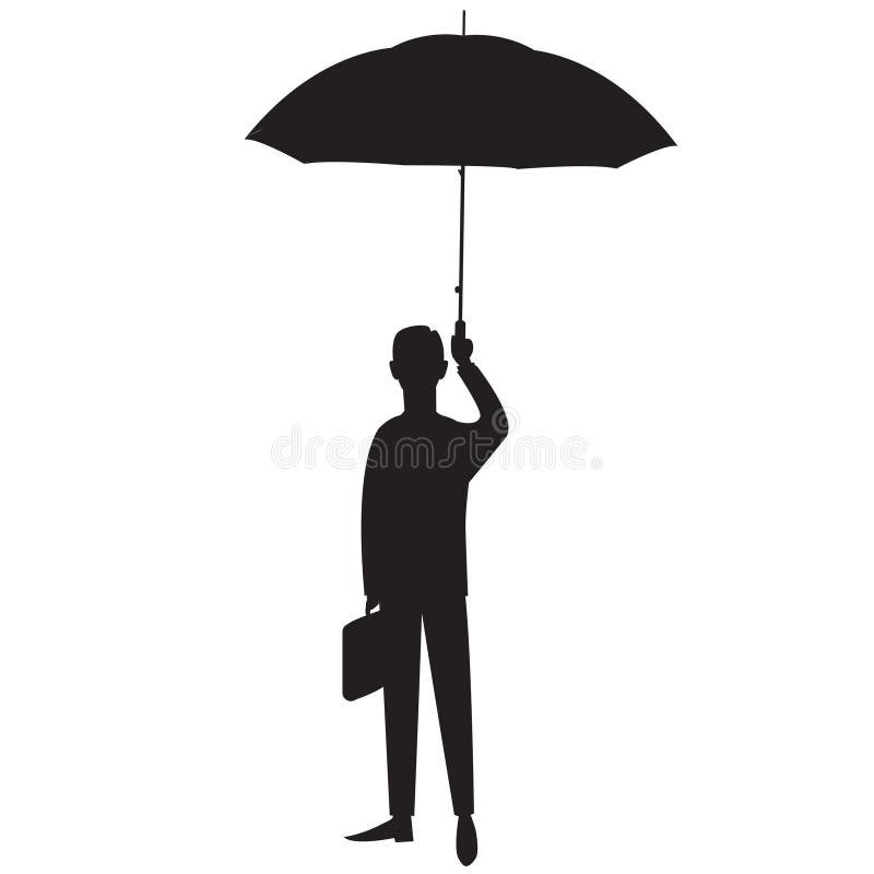 Conceito da proteção do seguro Homem de negócios e guarda-chuva Vetor