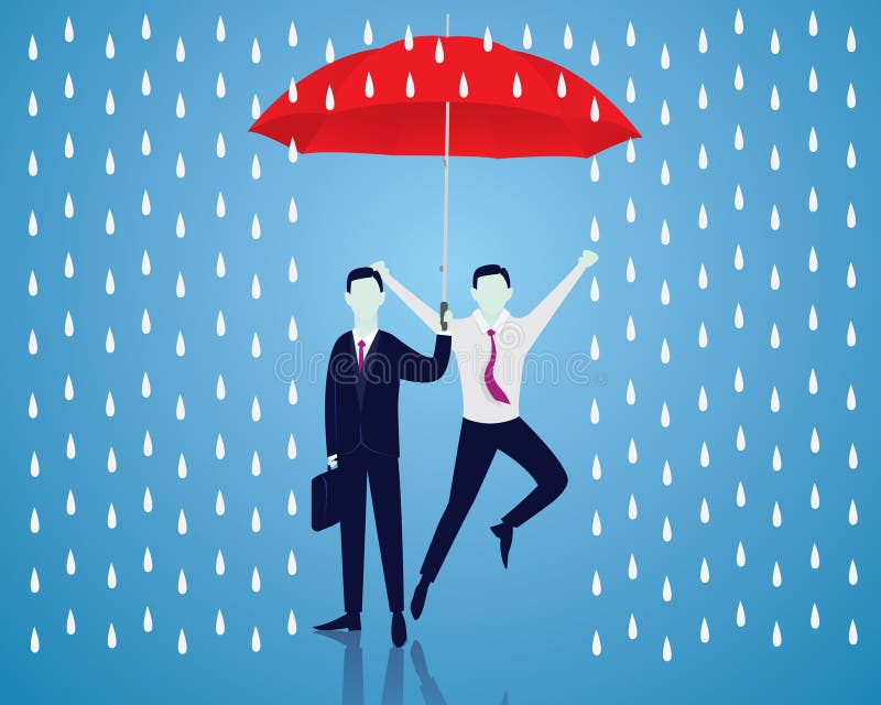 Conceito da proteção do seguro Homem de negócios e guarda-chuva Vetor