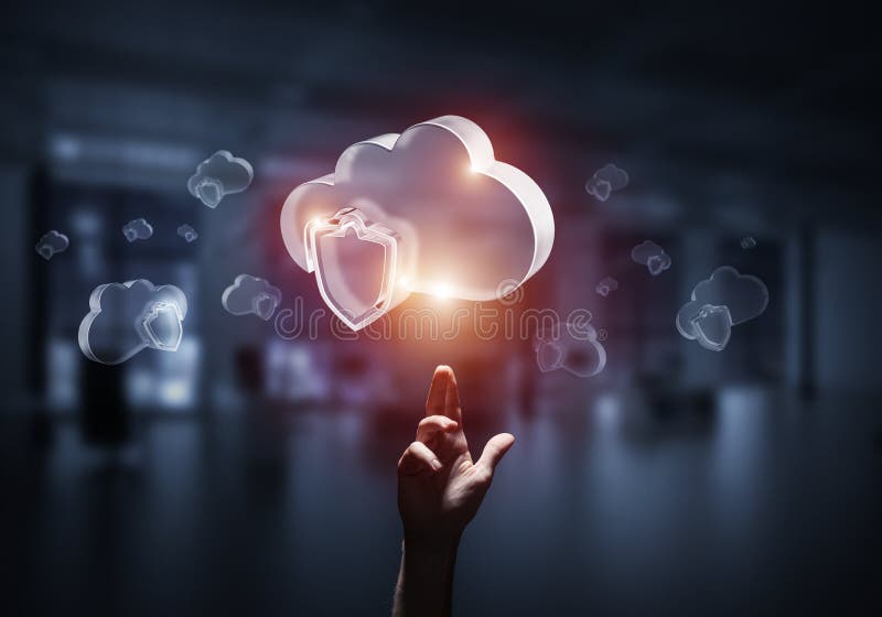 Conceito de segurança informática e na internet apresentado por uma nuvem de ícones imagens de stock