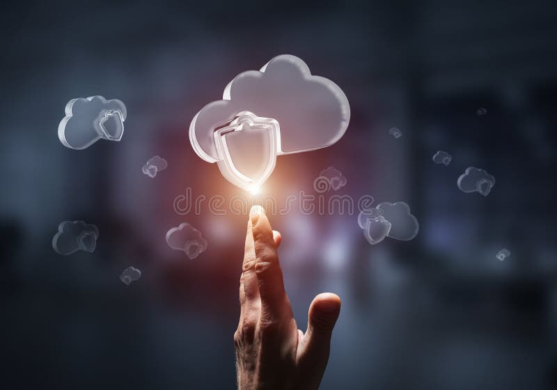 Conceito da segurança do computador e do Internet apresentado pela nuvem do ícone fotografia de stock royalty free