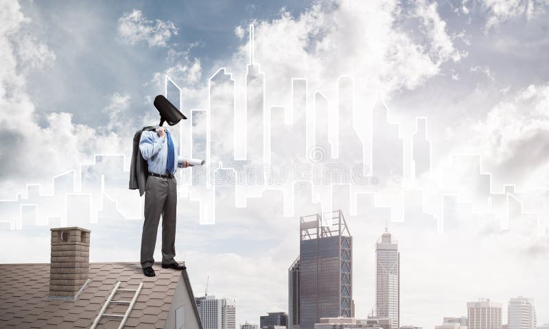 Conceito da segurança interna e da proteção de privacidade com cabeça de câmera imagens de stock royalty free