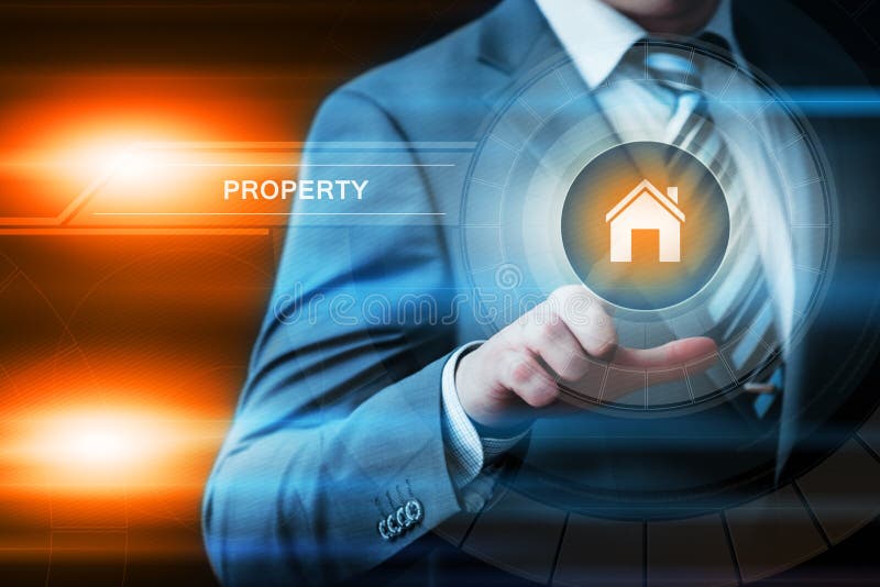 Conceito da tecnologia do negócio do Internet do mercado imobiliário da gestão de investimento da propriedade imagens de stock Conceito da tecnologia do negócio do Internet do mercado imobiliário da gestão de investimento da propriedade imagens de stock