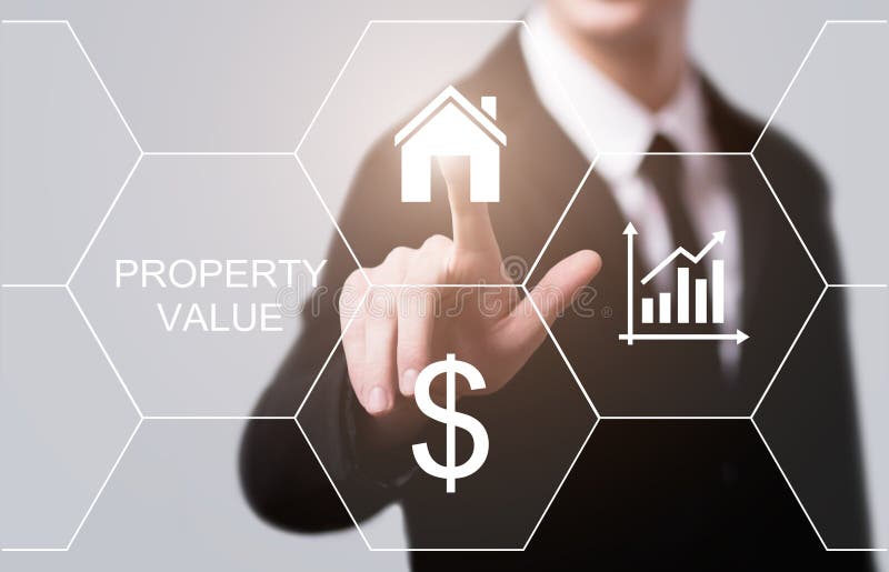 Conceito da tecnologia do negócio do Internet do mercado imobiliário do valor da propriedade foto de stock royalty free Conceito da tecnologia do negócio do Internet do mercado imobiliário do valor da propriedade foto de stock royalty free