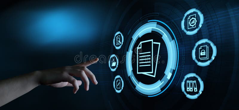 Sistema de Gestão de Documentos Dados Tecnologia de Negócios imagem de stock royalty free