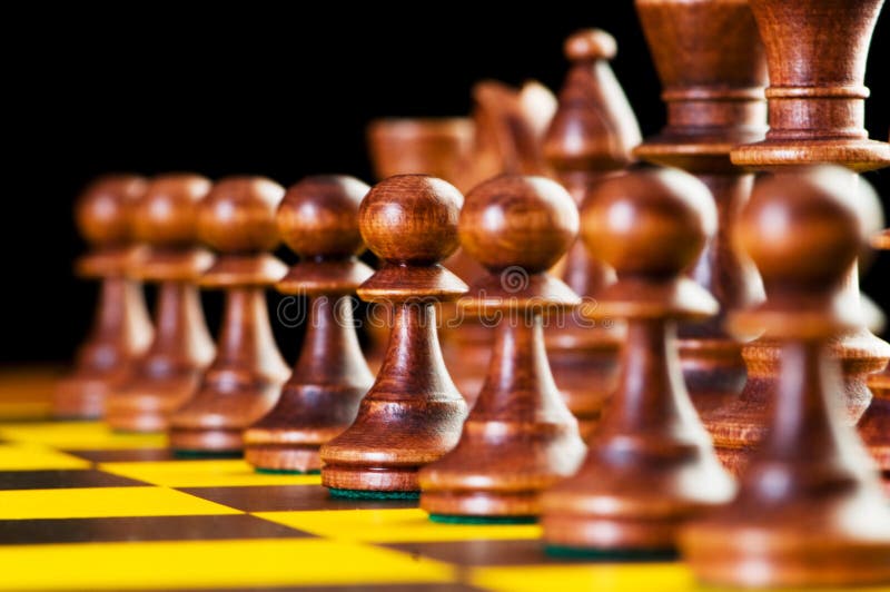 Conceito da xadrez com partes fotografia de stock