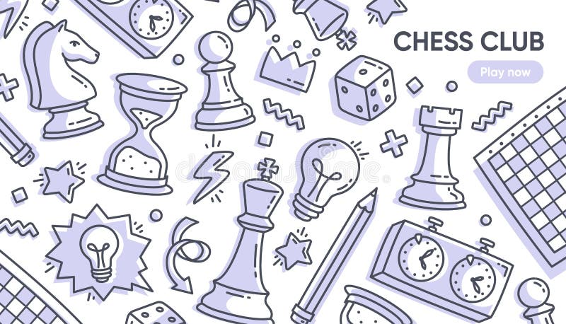 doodle conjunto de xadrez. ilustração dos desenhos animados sobre