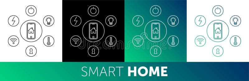 Conceito de controle home esperto Casa do conceito com sistema da tecnologia Ilustra??o lisa do vetor do estilo do projeto ilustração stock Conceito de controle home esperto Casa do conceito com sistema da tecnologia Ilustra??o lisa do vetor do estilo do projeto ilustração stock