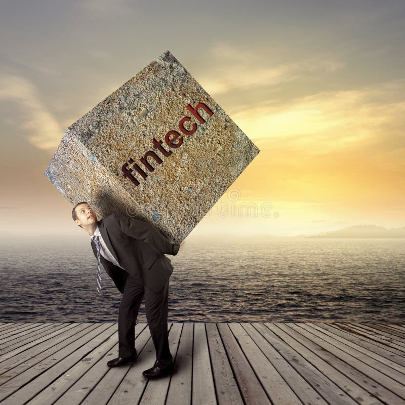 Conceito de Fintech com a mulher de negócios que toca na tela fotografia de stock royalty free Conceito de Fintech com a mulher de negócios que toca na tela fotografia de stock royalty free