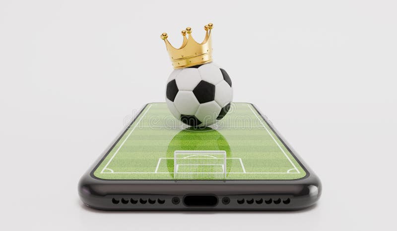 Conceito De Futebol Online. Futebol Com Renderização De Coroa E Smartphone  3d Ilustração Stock - Ilustração de evento, vivo: 260431441