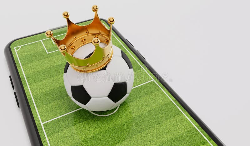 Smartphone com bola de futebol de futebol. jogo online ou fluxo de