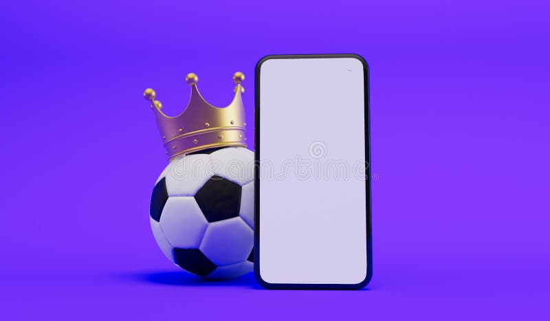 Smartphone com bola de futebol de futebol. jogo online ou fluxo de