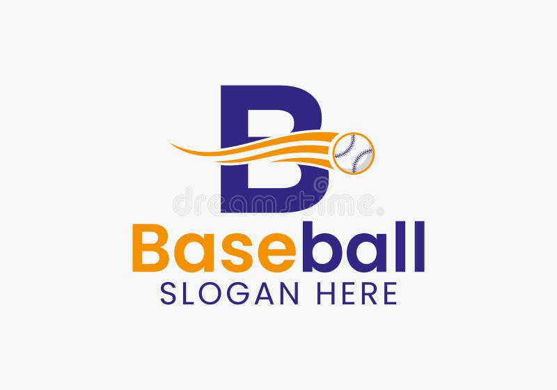 Conceito de Logótipo de Basebol com a Letra B e Ícone de Basebol em Movimento ilustração royalty free