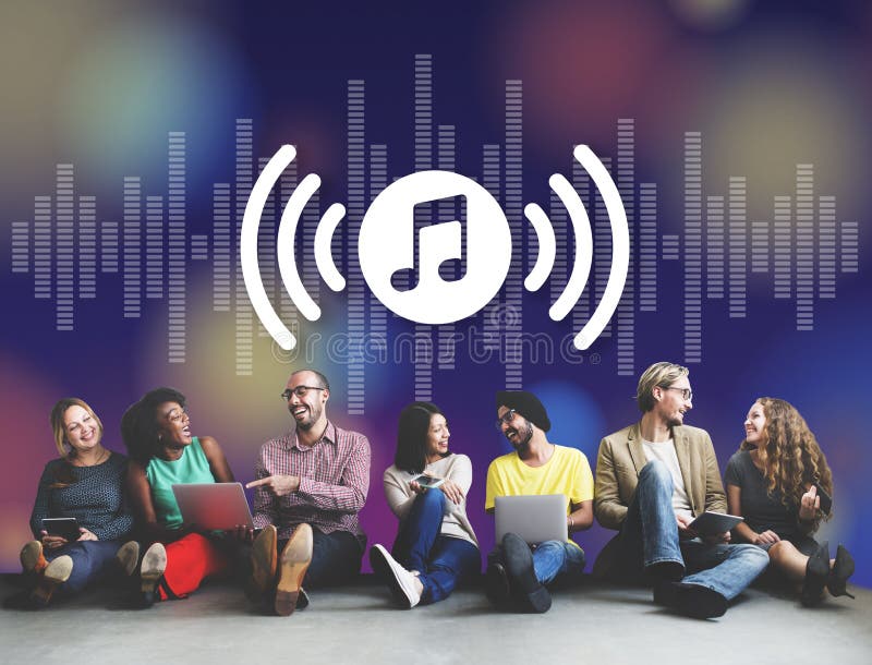 Conceito de Melody Music Wireless Sound Technology ilustração royalty free Conceito de Melody Music Wireless Sound Technology ilustração royalty free